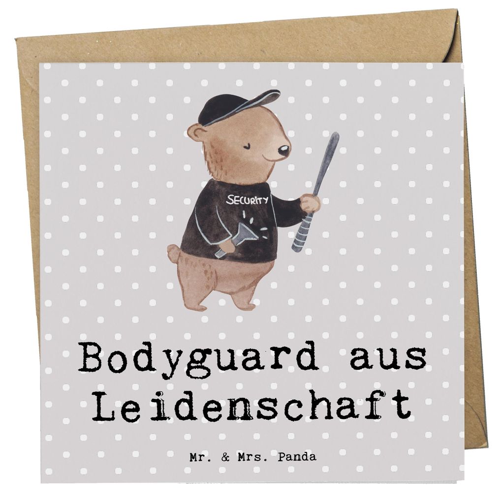 Mr. & Mrs. Panda Grußkarte Bodyguard Leidenschaft - Grau Pastell - Geschenk, Personenschützer, Klappkarte, faltkarte, anlasskarte, doppelkarte, G...
