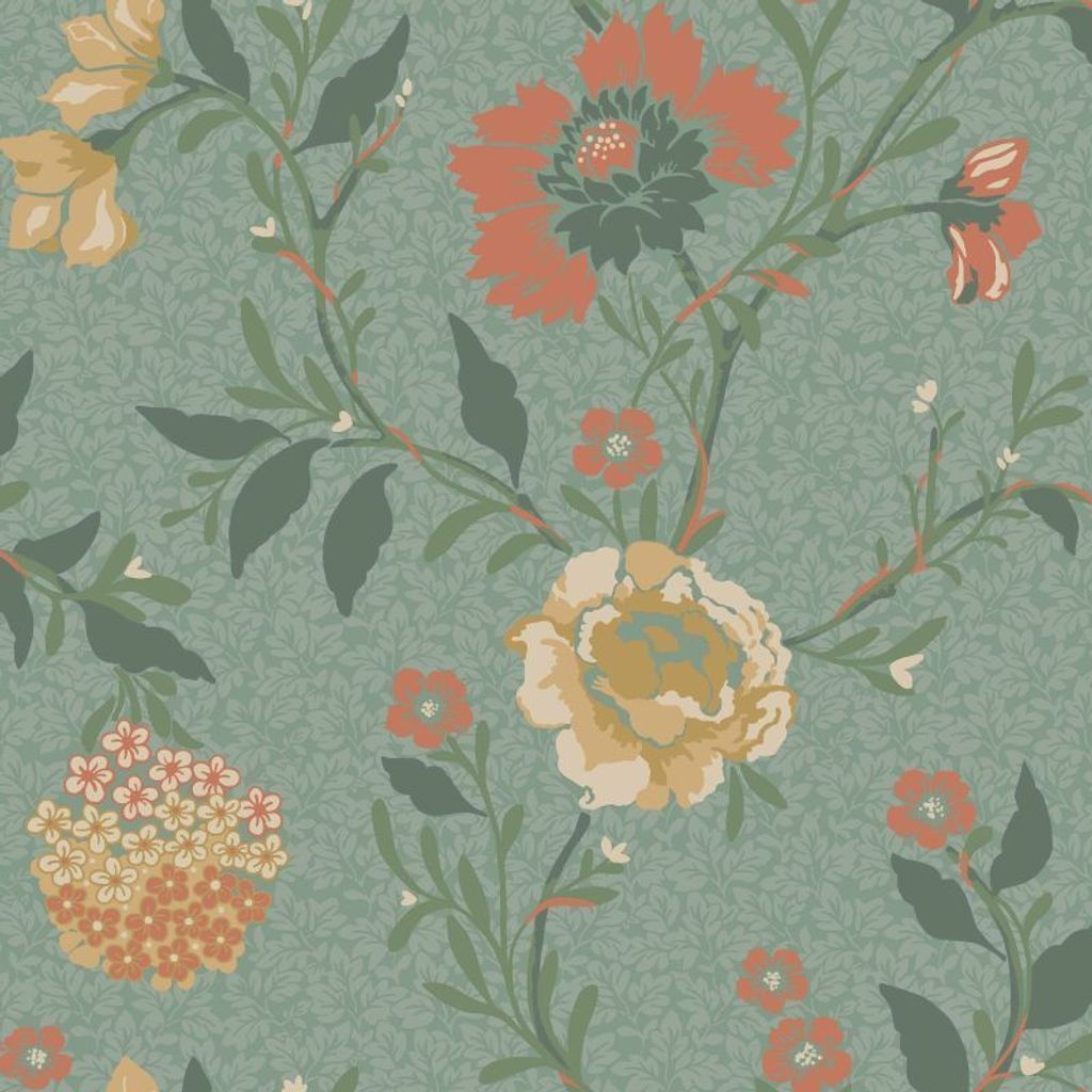 Duro Tapete Blumen Grün - 661165 - 53 cm x 10.05 m