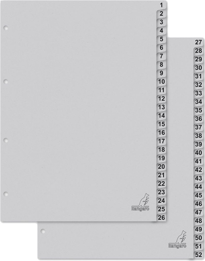kangaro Karton-Register ECO Zahlen 1-52 DIN A4 52-teilig Produktbild 