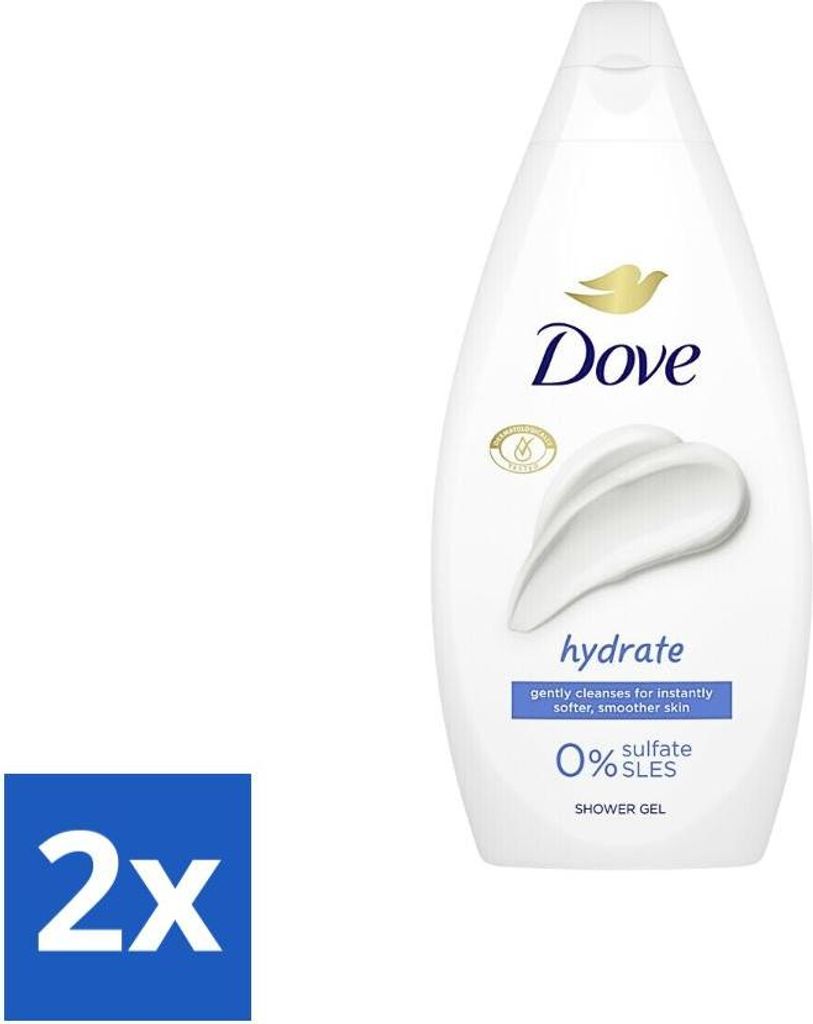 Dove Hydrate Duschgel – Sulfatfrei – 250 ml - Vorteilspack - 2 Stücke