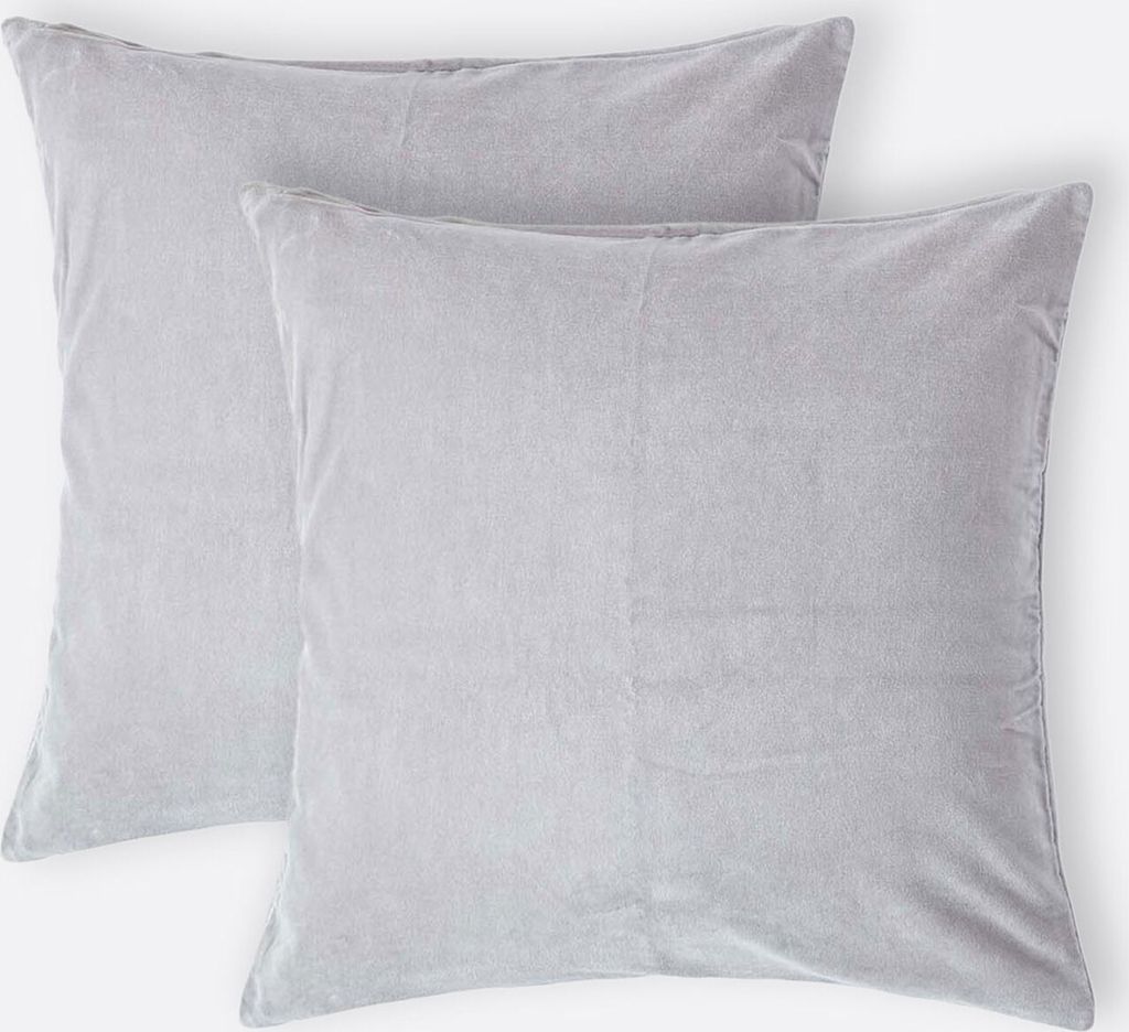 HOMESCAPES Set di 2 federe in velluto grigio, 40 x 40 cm Immagine del prodotto 
