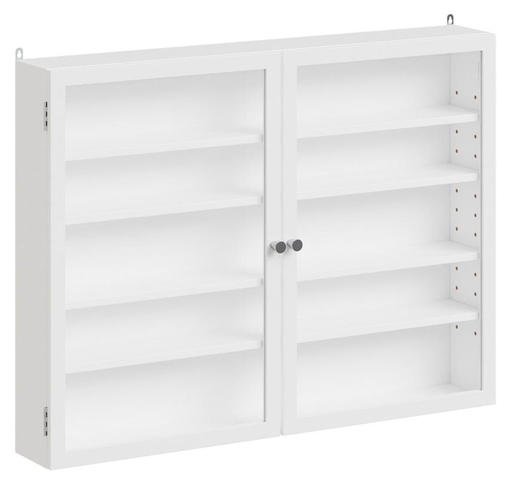 SoBuy Wandvitrine FSB113-W mit Glastüren und verstellbaren Böden in Weiß
