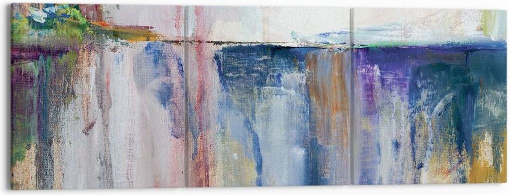 Bild auf Leinwand - Leinwandbild - 3 Teile - Abstraktion Farben Öl - 150x50cm - Wand Bild - Wanddeko - Wandbilder - Leinwanddruck - Bilder - Wandd...