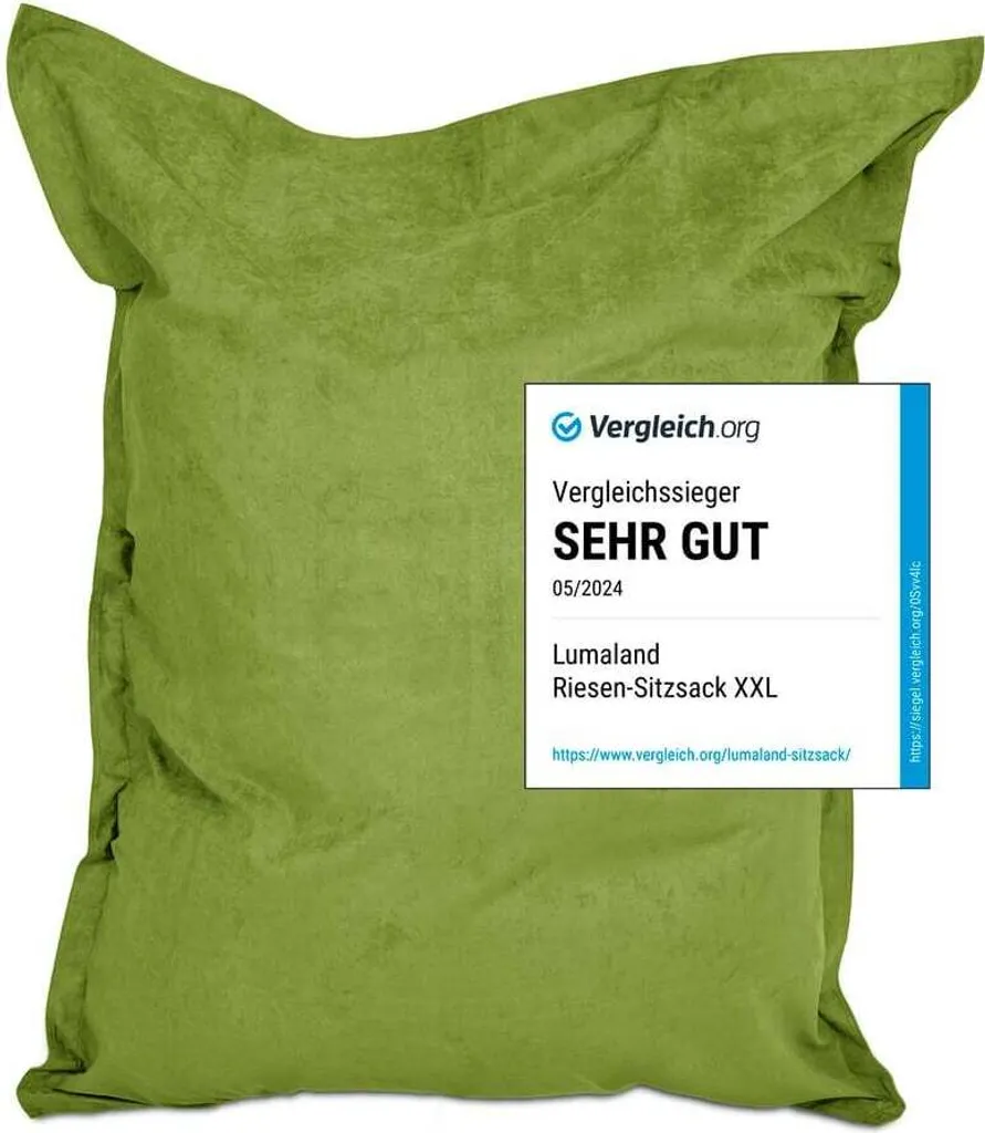 Pouf Lumaland XXL in microvelours - 380L - 140 x 180 cm - Interno - Verde