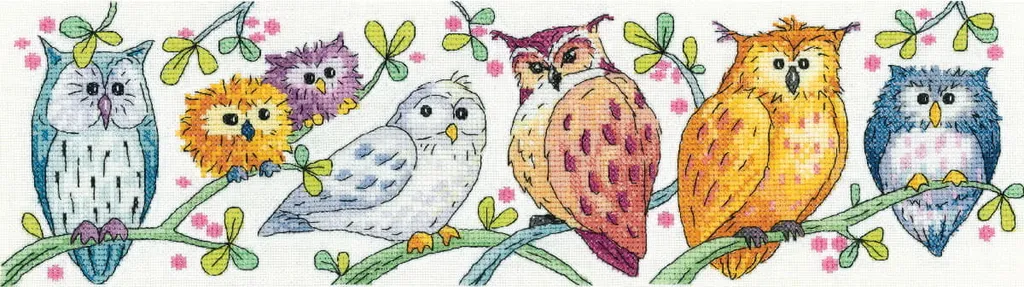 Broderie point de croix compté Eulen auf Parade kit complet Heritage