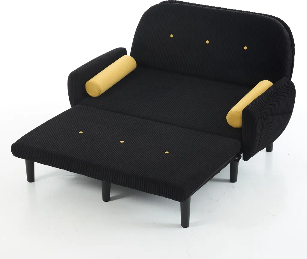 Petit canapé convertible noir gain de place avec rangement pour studio