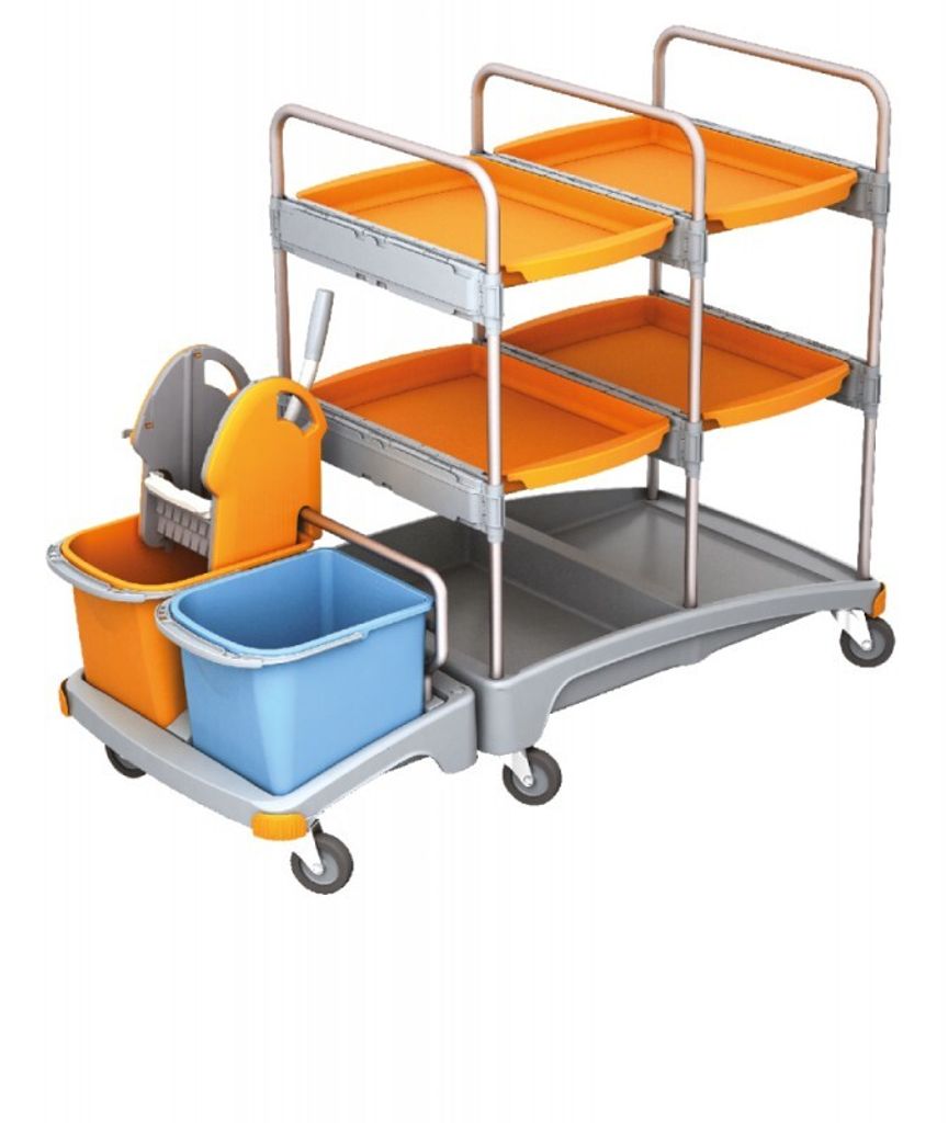 Splast Systemwagen TSZ-0010 2x20 L, 4xKunststoffwanne flach