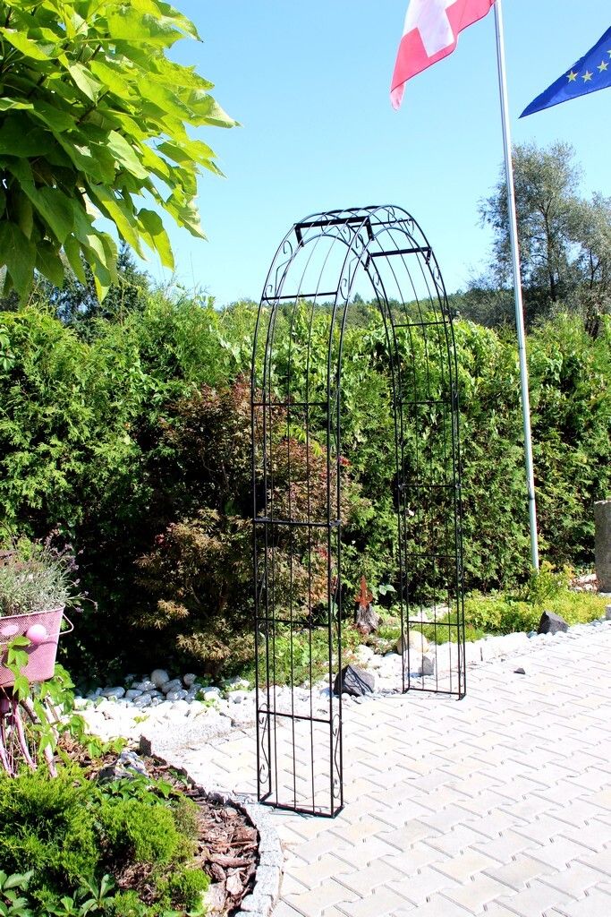 GardenAndPools Rosenbogen Paris Rund B-1,20 m Schwarz Pergola Metallrosenbogen Gartenbogen Rosensäule Rose Arches Arco da Giardino