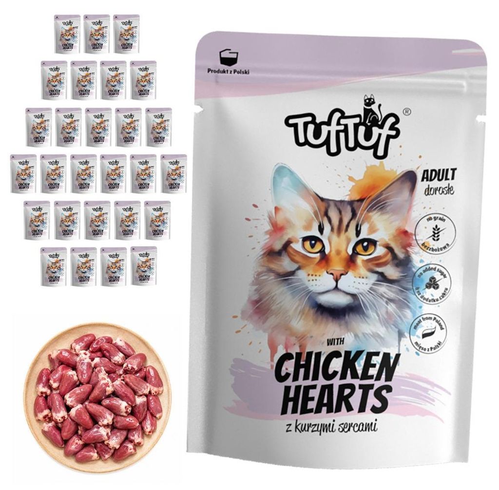 TufTuf | Krmivo pre mačky – kuracie srdcia – súprava Obrázok produktu 