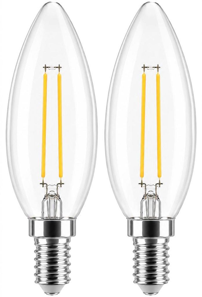2 x LED Filament C35 Kerze 4W = 40W E14 klar 470lm warmweiß Produktbild 