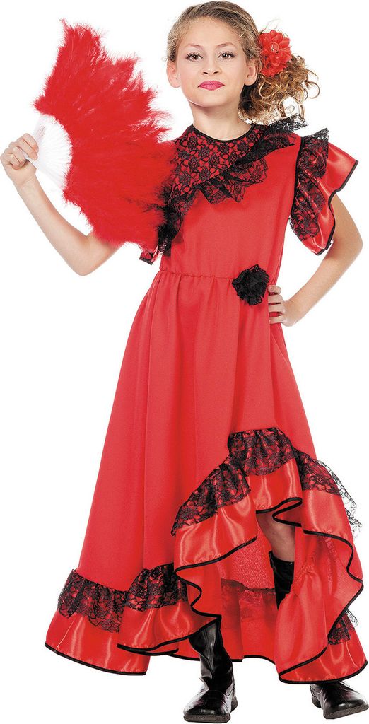 Spaans Meisje Carmen Flamenco Jurk Rood 116