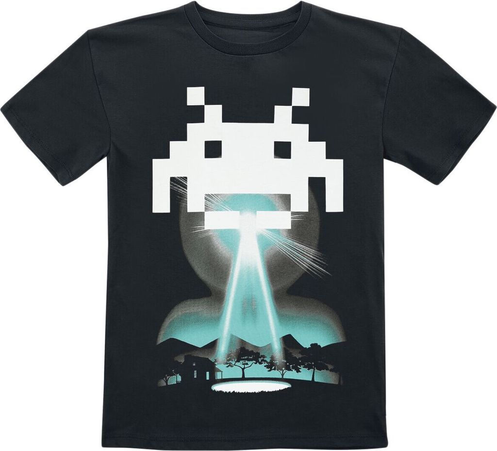 Space Invaders T-Shirt Uni Beam Me Up schwarz Gaming 100% Baumwolle 110/116