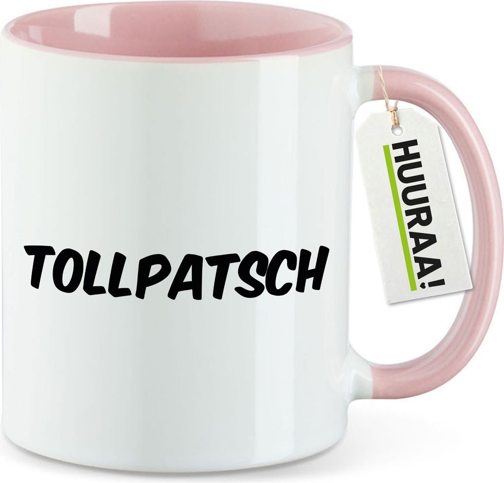 Huuraa Kaffeetasse Tollpatsch Schriftzug 330ml Rosa Keramik Kaffeebecher Geschenkidee