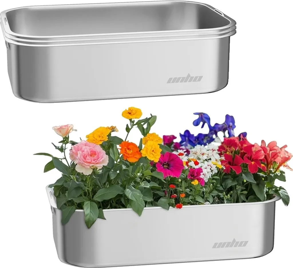 Bac à fleurs en inox pour terrasse et potager urbain format généreux