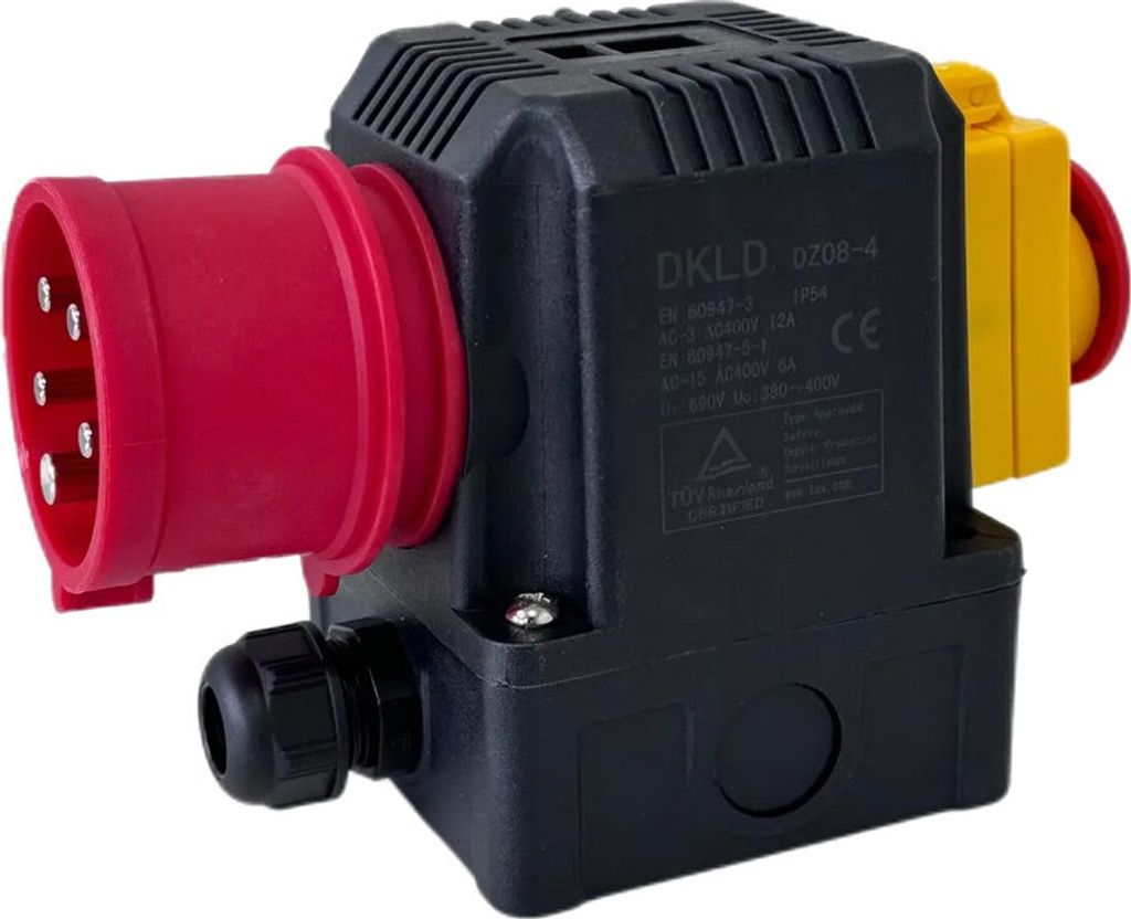 Trade-Shop Motorstarter / Schalter-Stecker-Kombination / Sicherheitsschalter / Geräteschalter DZ08-4 400V IP54 für Holzspalter Kippsägen