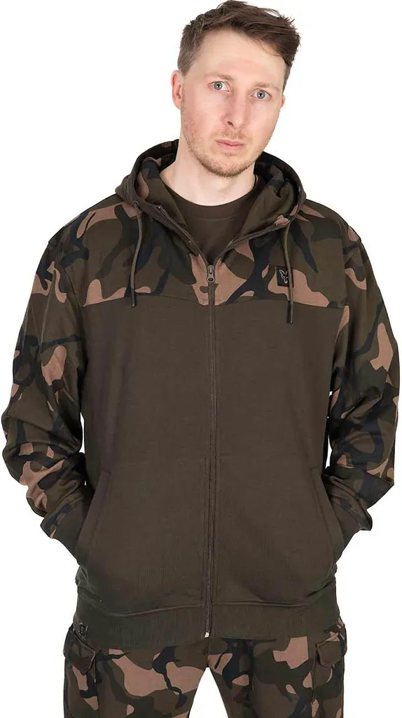 Sweat Fox Fishing LW Khaki Camo Split Zip Hoody XL pour Pêcheur
