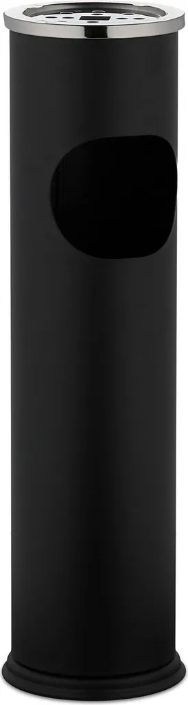 Cendrier sur pied 56 cm en acier noir avec bac à déchets amovible 10L