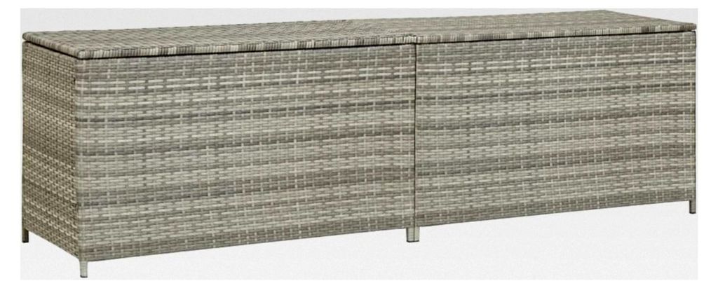Gartenbox Auflagenbox Kissenbox Gartentruhe Aufbewahrungsbox Poly Rattan Grau 200 x 50 x 60 cm