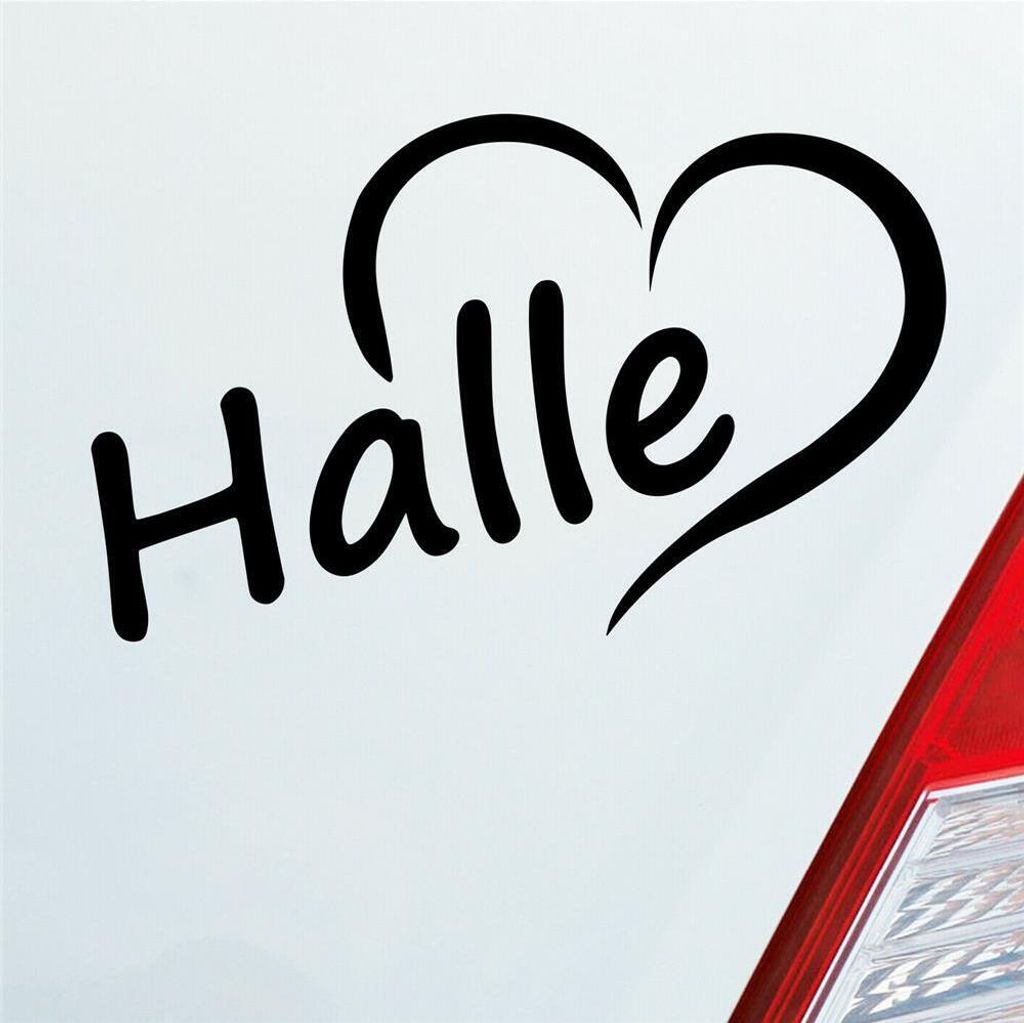 Auto Aufkleber Halle Saale Herz Stadt City Liebe Love 13x8 cm Schwarz Glanz Sticker Heckscheibenaufkleber