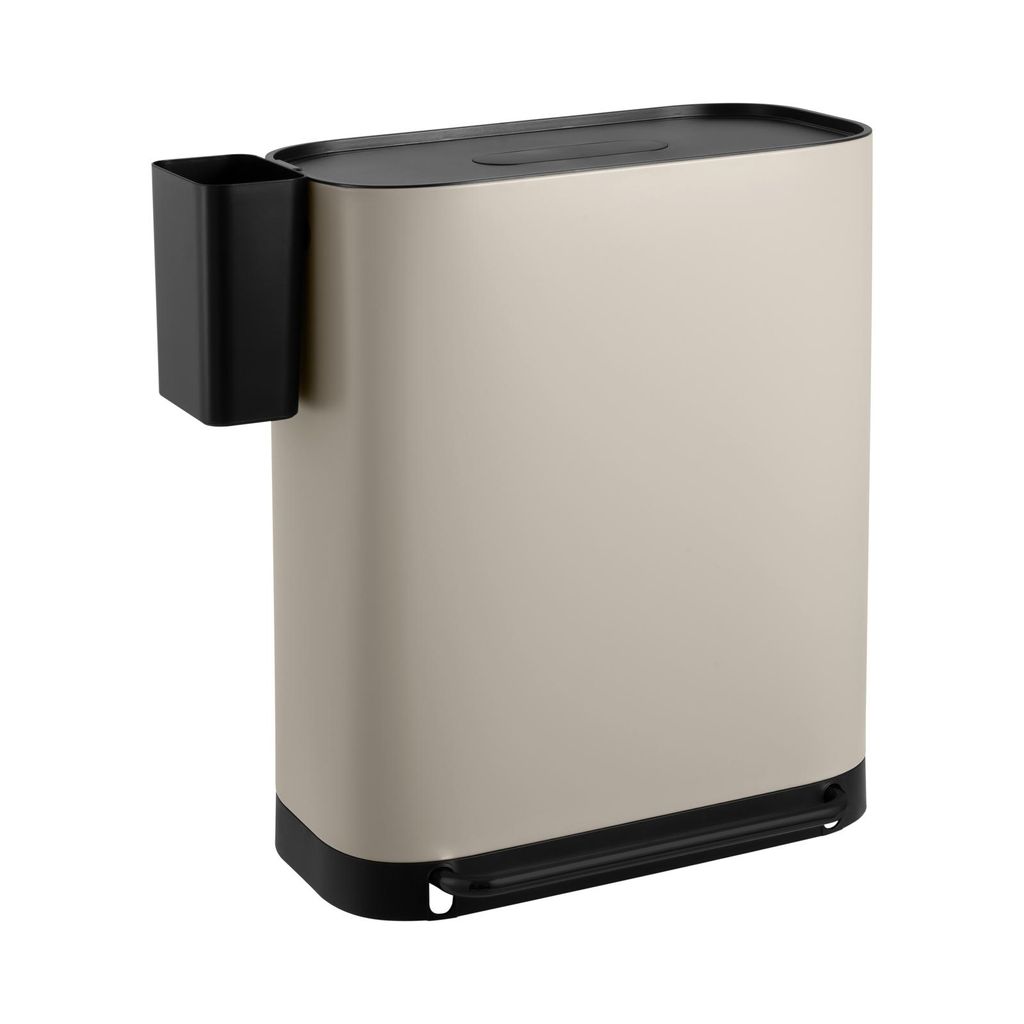 SVITA MLT2X30 Mülleimer Treteimer Abfalleimer 60l 2 Fächer freistehend mit Deckel inkl. Inneneimer Taupe