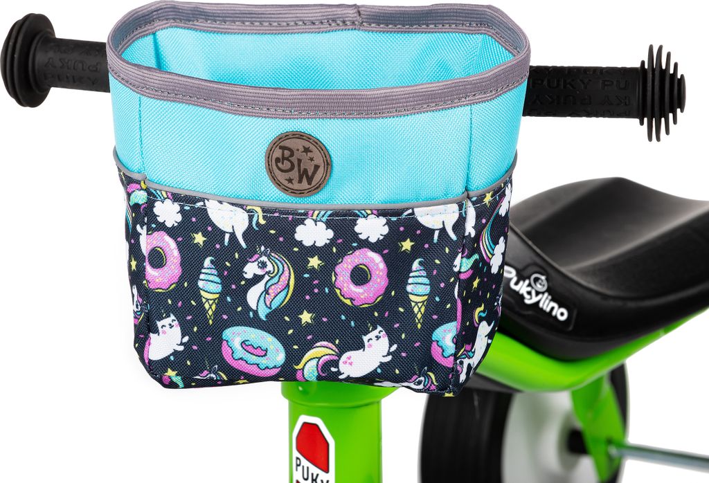 BAMBINIWELT Lenkerkorb für Kinder Lenkertasche kompatibel mit Pukylino Wutsch Fitsch Puky OFFEN für Dreirad Laufrad Rutschfahrzeuge (Modell 24)