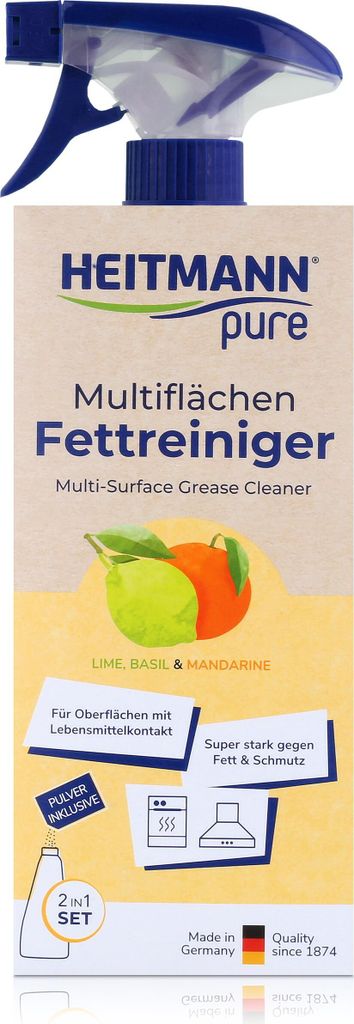 Heitmann pure Multiflächen Fettreiniger Flasche mit Pulver Produktbild 