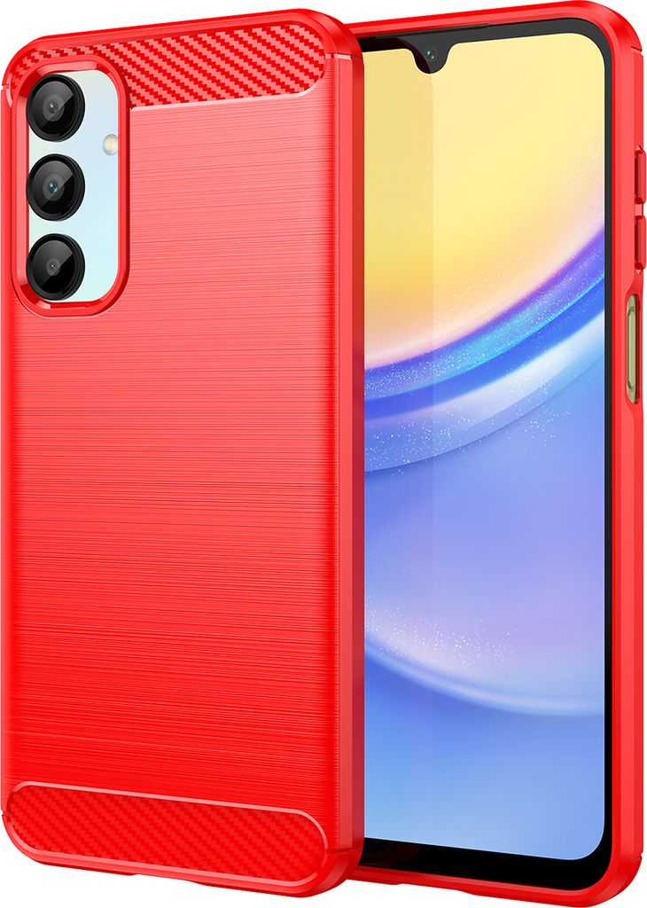 Hülle für Samsung Galaxy A16 5G/4G Carbon-Faser Weich TPU Silikon Stoßfest Handyhülle Rot