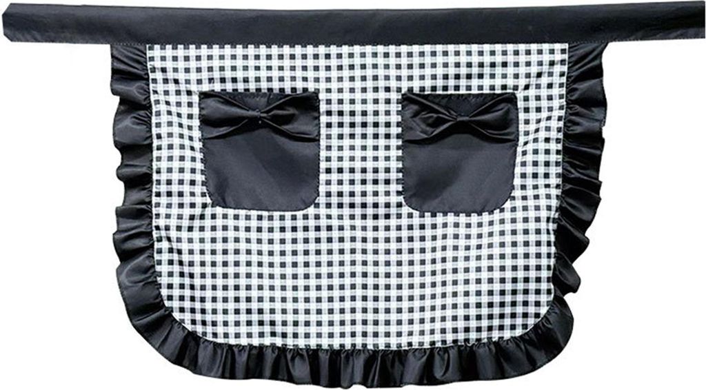Küchenschürze mit Doppeltaschen, Rüschenbesatz, Halbschürze, verstellbare Bänder, Western-Gebäck-Arbeitskleidung, Schürze