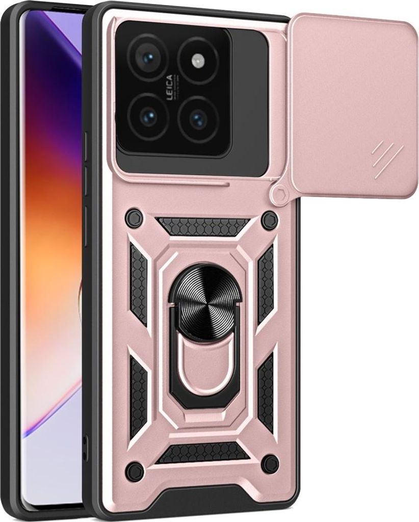 Xiaomi 14T Hülle - Coverup Armor Ring Ständer Back Cover mit Kamera Schutz - Roségold