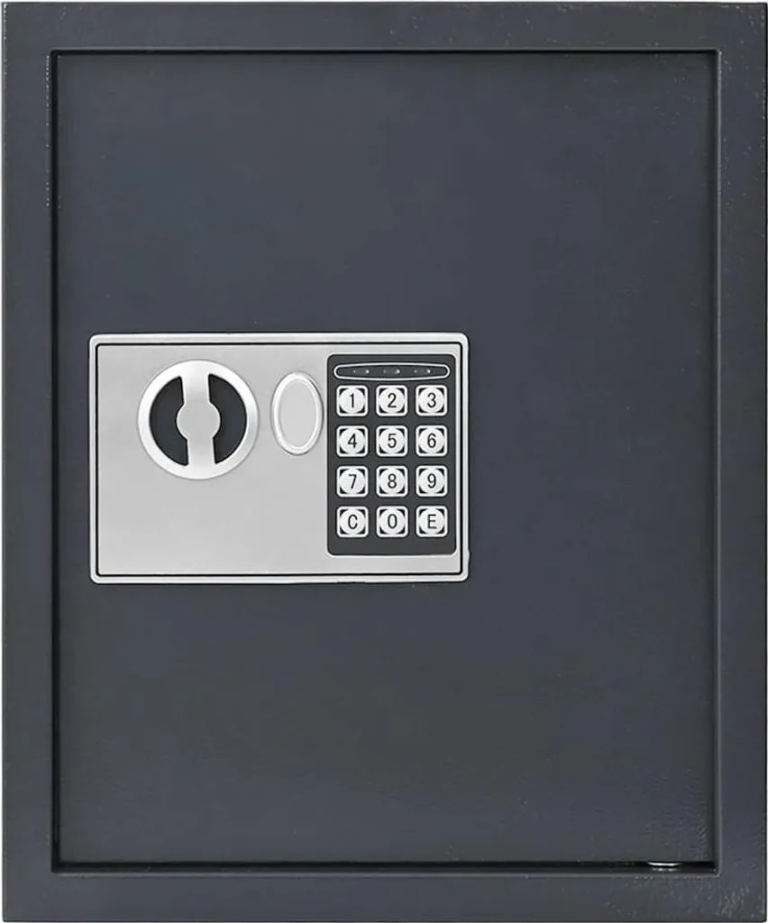 Coffre-fort électronique en acier gris compact pour documents