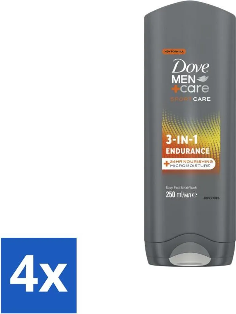 Set 4 Pezzi Dove Men+Care Sport 3 in 1 - Tecnologia MicroMoisture 250ml