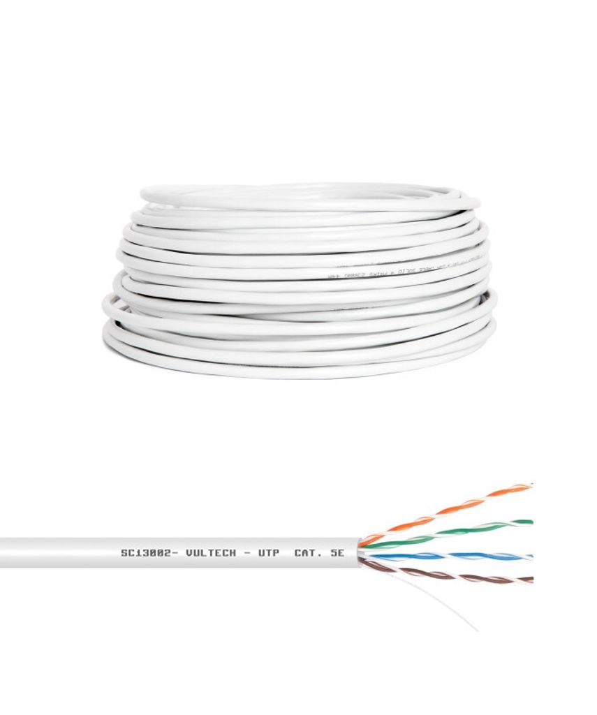Vultech LAN Kabel Cat5E UTP 50 Meter Gigabit 1000 Mbit/s Weiß für Ethernet Netzwerk