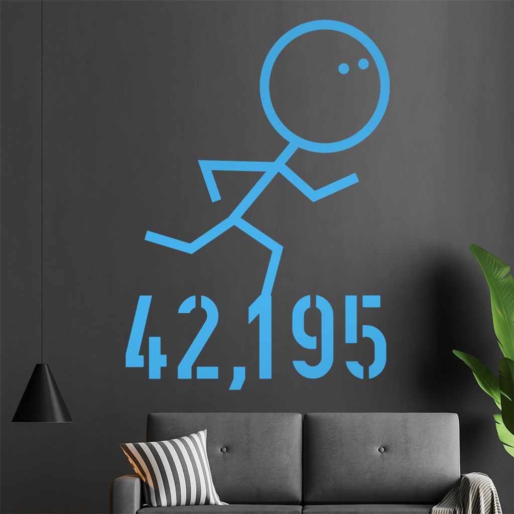 42,195 run Strich Wandtattoo in 6 Größen - Wandaufkleber Wall Sticker - Dekoration, Küche, Wohnzimmer, Schlafzimmer, Badezimmer