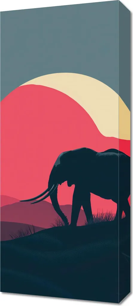 Offerta Quadro Elefante al Tramonto 30x70cm - Stampa Tela Alta Qualità