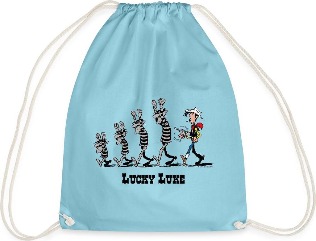 Spreadshirt Lucky Luke Verhaftet Dalton Brüder Turnbeutel, One size, Aqua