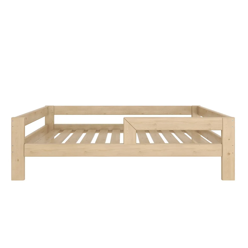 Lit Enfant 70x140 cm avec Sommier et Protection Anti-Chute en Bois Pin