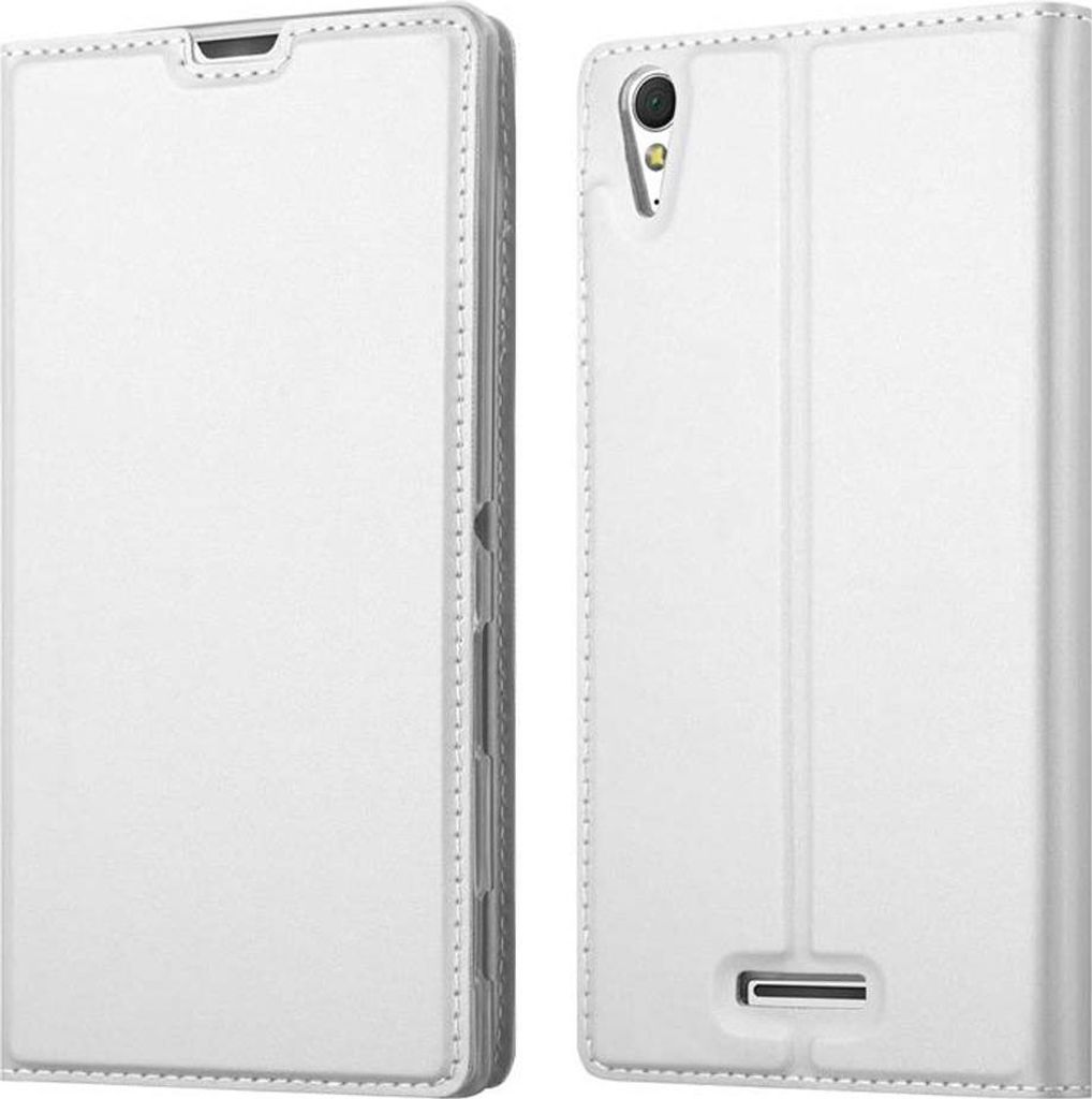 Cadorabo Handyhülle für Sony Xperia T3 Schutz Hülle in Silber Cover Etui Book Case Booklet