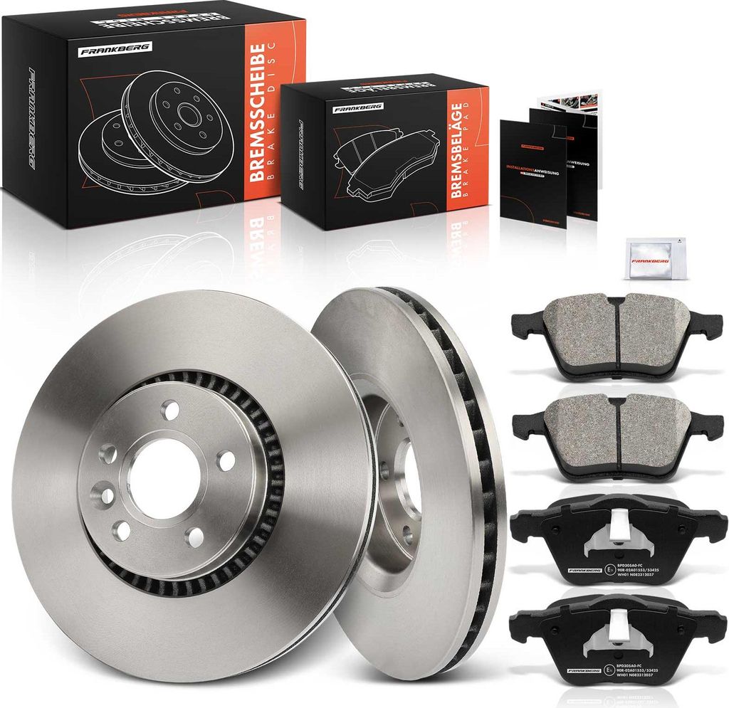 Frankberg 2x Bremsscheiben 4x Bremsbeläge Vorderachse für Volvo S60 II S80 II V60 I V70 III XC70 II