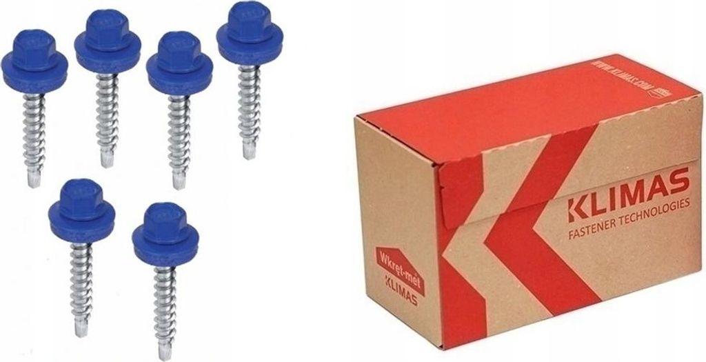Klimas WFD Bohrschrauben für Trapezblech auf Holz RAL 5005 Signalblau 4,8x55 mm 200 St.