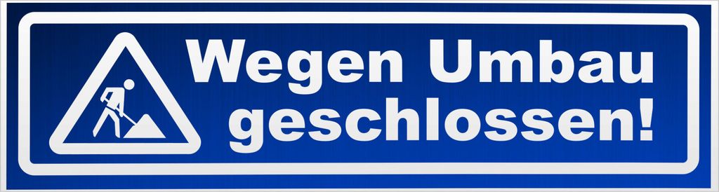Kiwistar Wegen Umbau geschlossen invertiert Magnetschild Schild magnetisch - 30cm Blau - reflektierend - Magnetfolie für Auto PKW Kfz