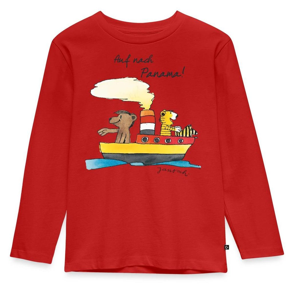 Spreadshirt Janosch Tiger Und Bär Auf Nach Panama Kinder Premium Langarmshirt, 98/104 (2 Jahre), Rot