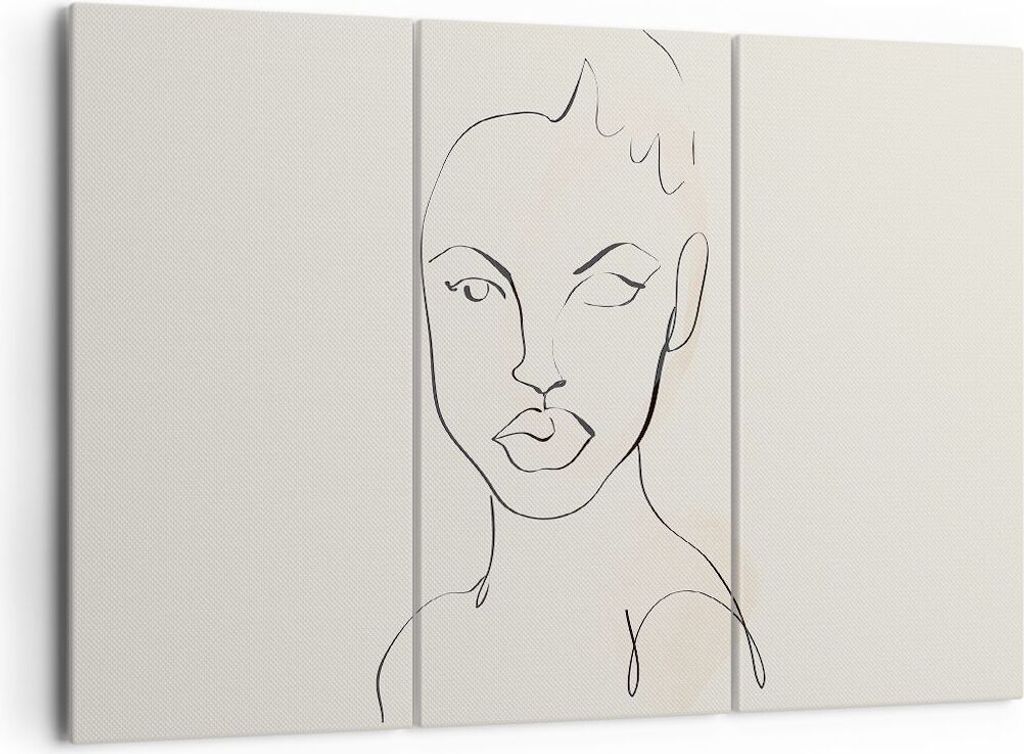 Bild auf Leinwand - Leinwandbild - 3 Teile - Porträt Afro Skizze - 165x110cm - Wand Bild - Wanddeko - Wandbilder - Leinwanddruck - Bilder - Wandde...