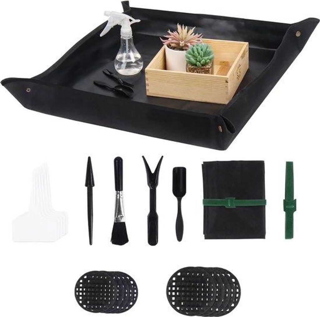 Wasserdichter Repotting-Set 21-teilig, 75x75cm, schwarz, Indoor