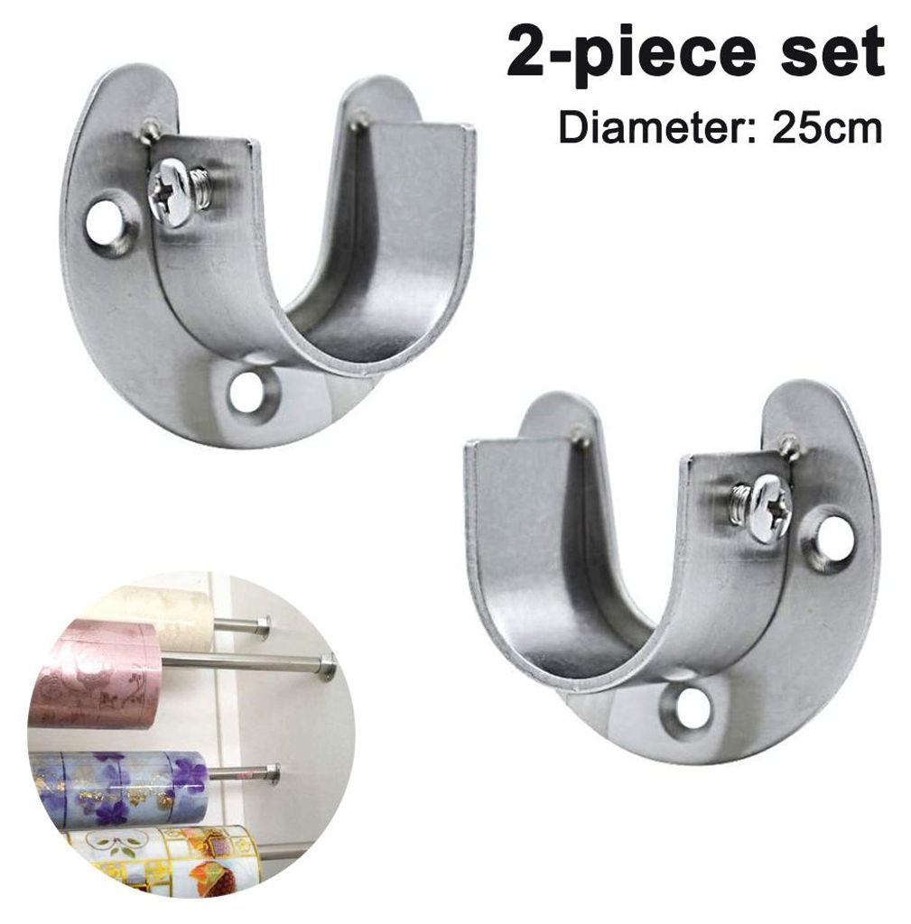 2er-Pack Edelstahl-Kleiderstangenhalterungen, robuste U-förmige Flansch-Stangenhalterungen mit Schrauben für Kleiderstangen und Duschvorhangstangen