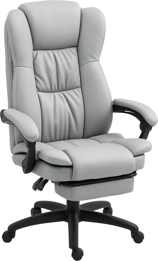 Fortuna Lai Bürostuhl mit Massagefunktion, Ergonomisch Schreibtischstuhl mit Liegefunktion, Höhenverstellbar Chefsessel mit Drehfunktion, Fußst...
