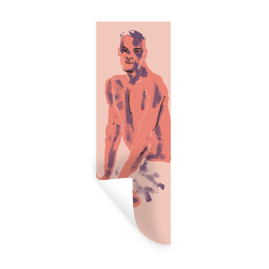 MuchoWow Wandtattoo Wandsticker Wandaufkleber Porträt - Mann - Pastell - Lila - Kunst 40x120 cm Selbstklebend und Repositionierbar - Sticker - D...