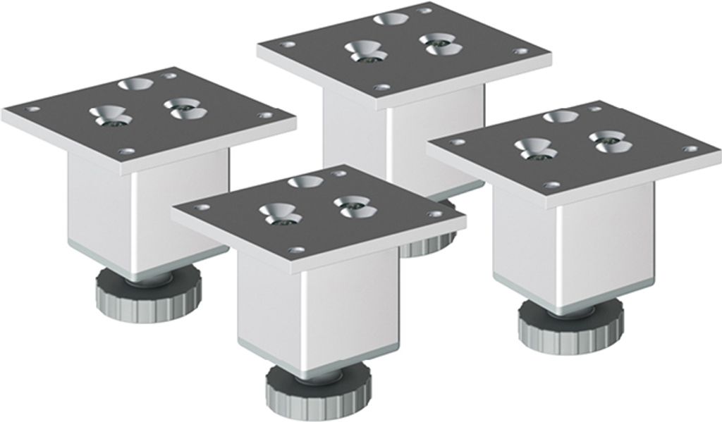 4er Set sossai Höhenverstellbare Aluminium Möbelfüße 80mm in eloxiertem Design Schrankfüße Sockelfüße