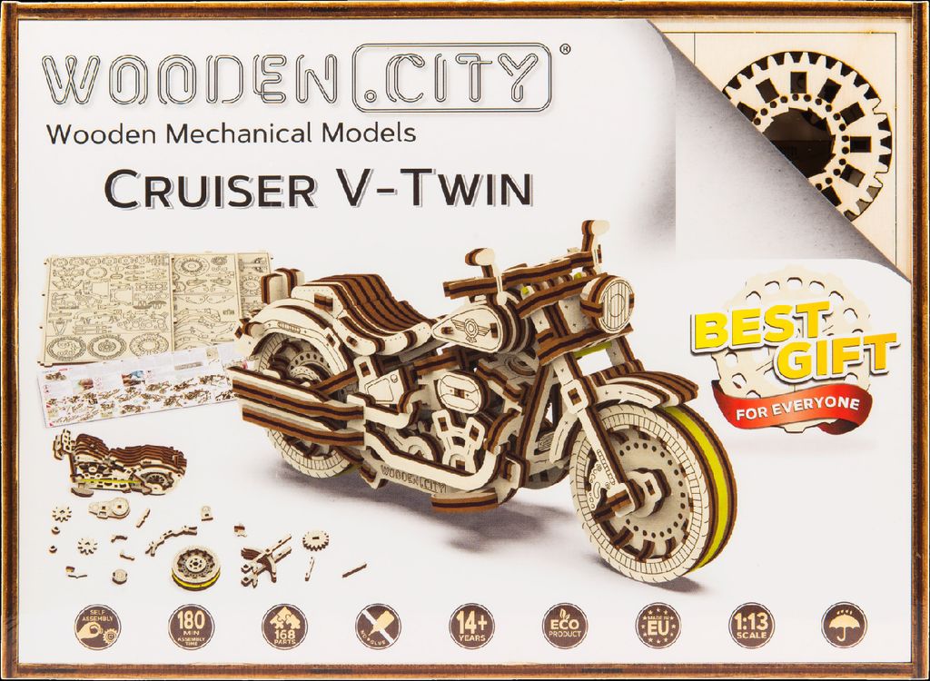 WOODEN CITY 3D puzzle Motocykl Cruiser V-Twin 168 dílů Obrázek produktu 