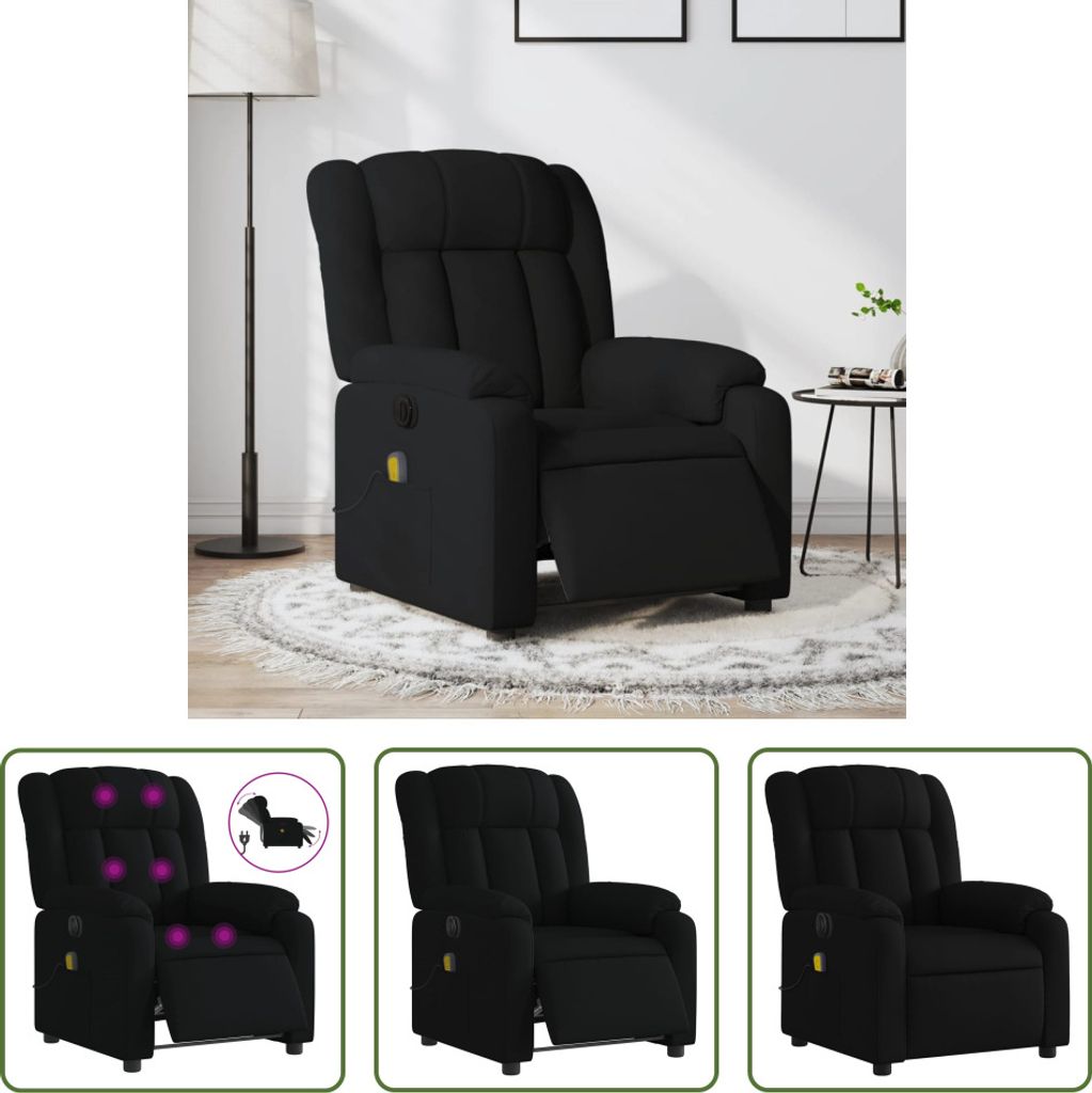 The Living Store Massagesessel Elektrisch Schwarz Stoff