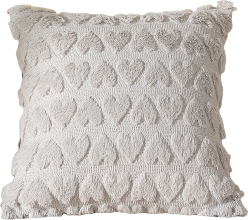 Kissenbezug mit 3D-Herzmuster, kurzer Plüsch, versteckter Reißverschluss, Kissenbezug für Schlafzimmer, Wohnzimmer, Sofa, Neujahrsparty, Dekoration